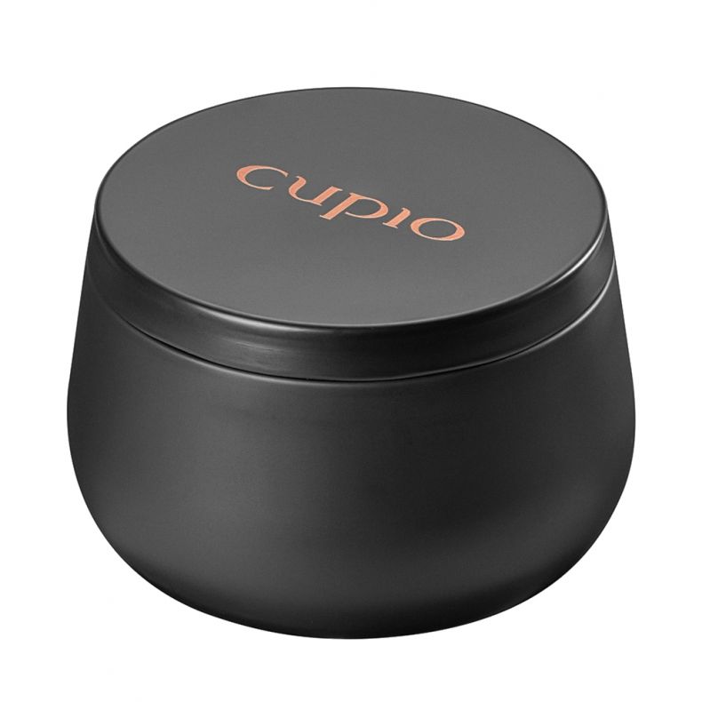 Schwarze Cremedose mit dem Logo von Cupio auf dem Deckel
