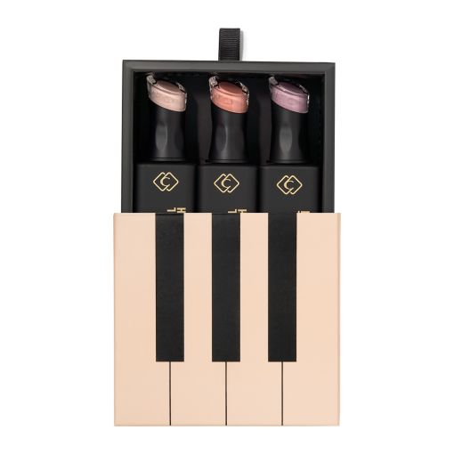 Dreiteiliges Lippenstift-Set im Klaviertasten-Etui