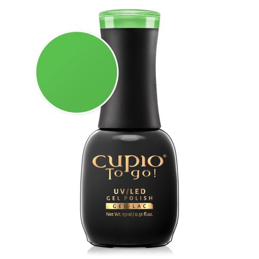 Flasche mit Cupio To Go! UV/LED Gel Polish in kräftigem Grünton
