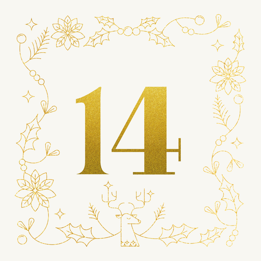 Goldene 14 mit weihnachtlichem Rahmen