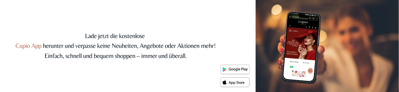 Smartphone mit geöffneter Cupio App und Werbebanner