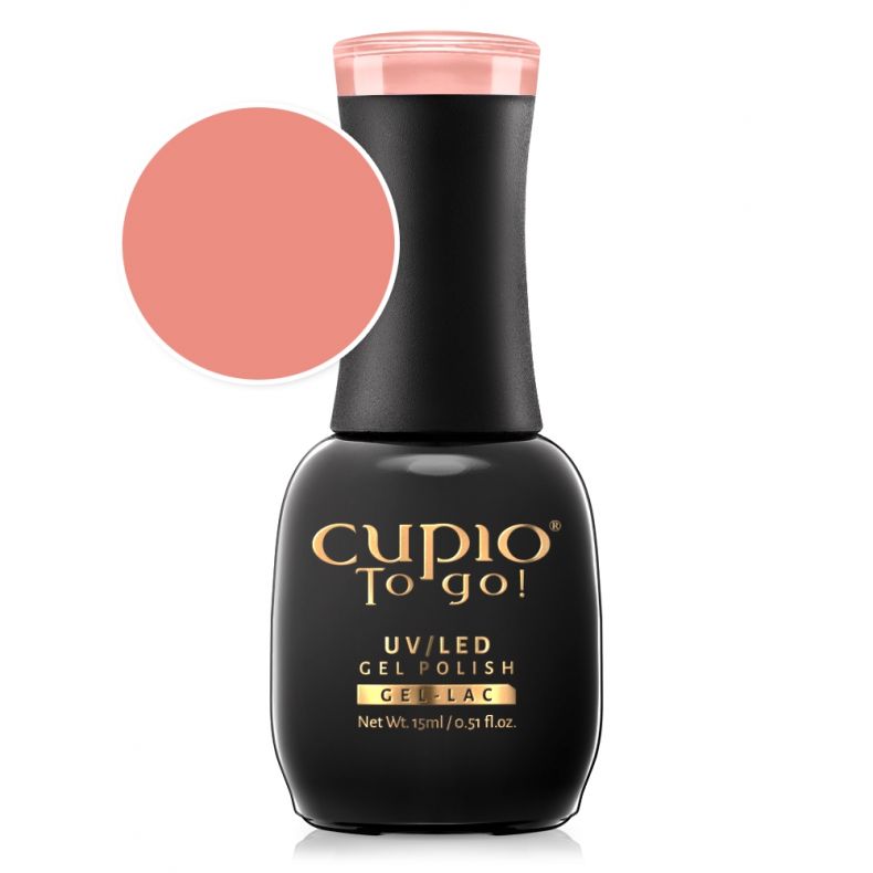 Flasche von Cupio To Go UV/LED Gel Polish 15ml mit Rosenfarbenem Farbkreis