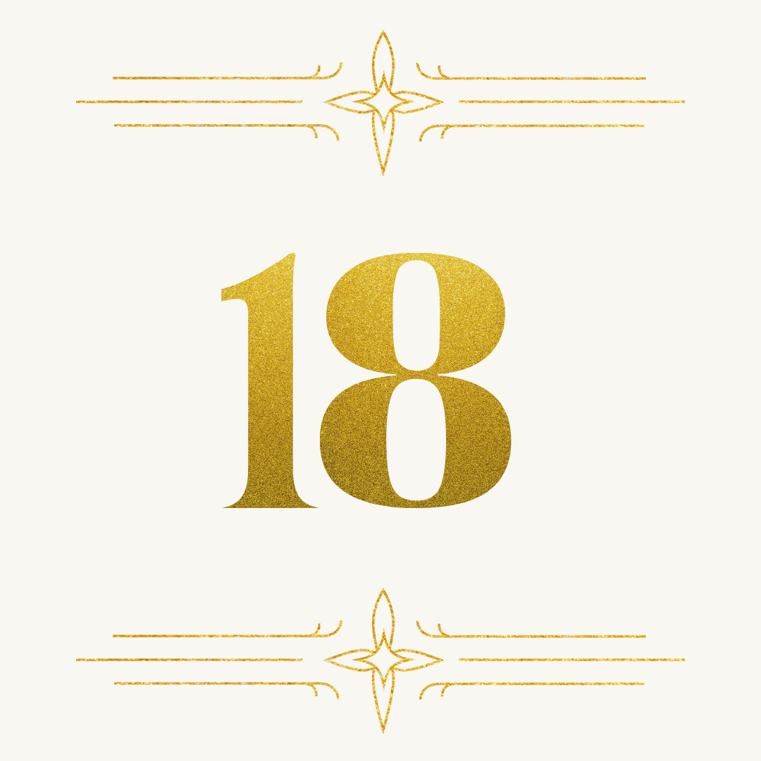 Elegante goldene Zahl 18 mit Ornamenten