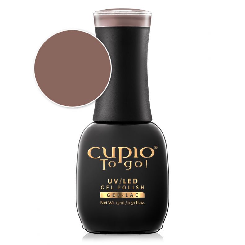Flasche mit Cupio To go! UV/LED Gel Polish in einem warmen Braunton