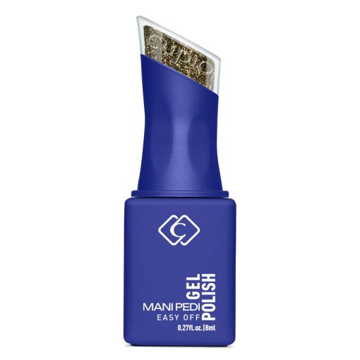 Blauer Flakon mit goldenem Glitzer Gel-Nagellack