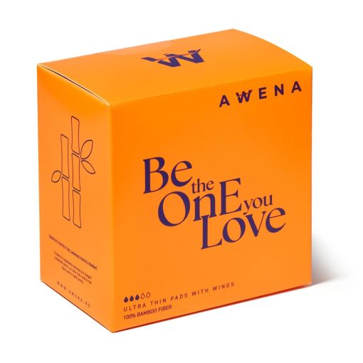 Orange Awena Packung mit ultradünnen Binden