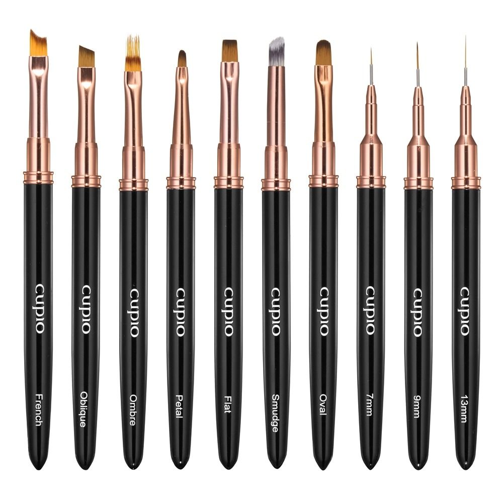 Cupio Nagelpinsel-Set mit 10 Pinseln für Nailart