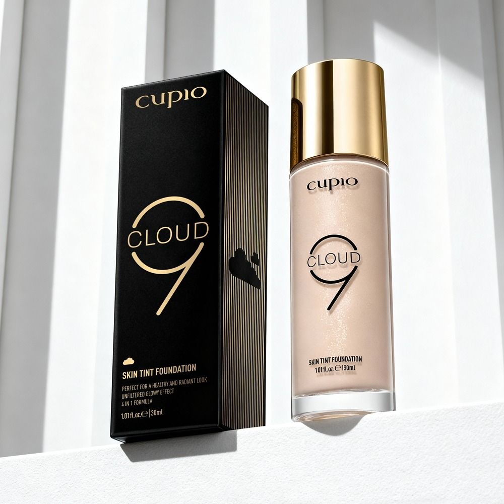 Cupio Cloud 9 Foundation Minzfarbton und schwarze Verpackung