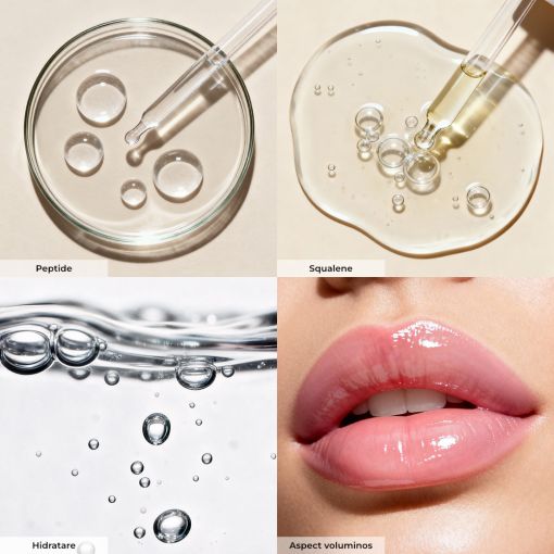 Peptide, Squalene, Feuchtigkeit und volle Lippen close-up