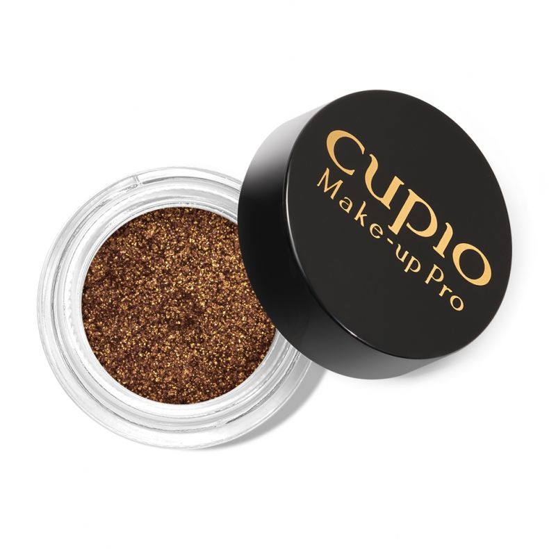 Brauner Glitter von Cupio Make-up Pro in einem transparenten Behälter