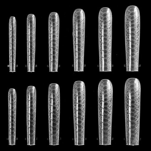 Set transparente Fullcover Nageltips mit Schlangenmuster